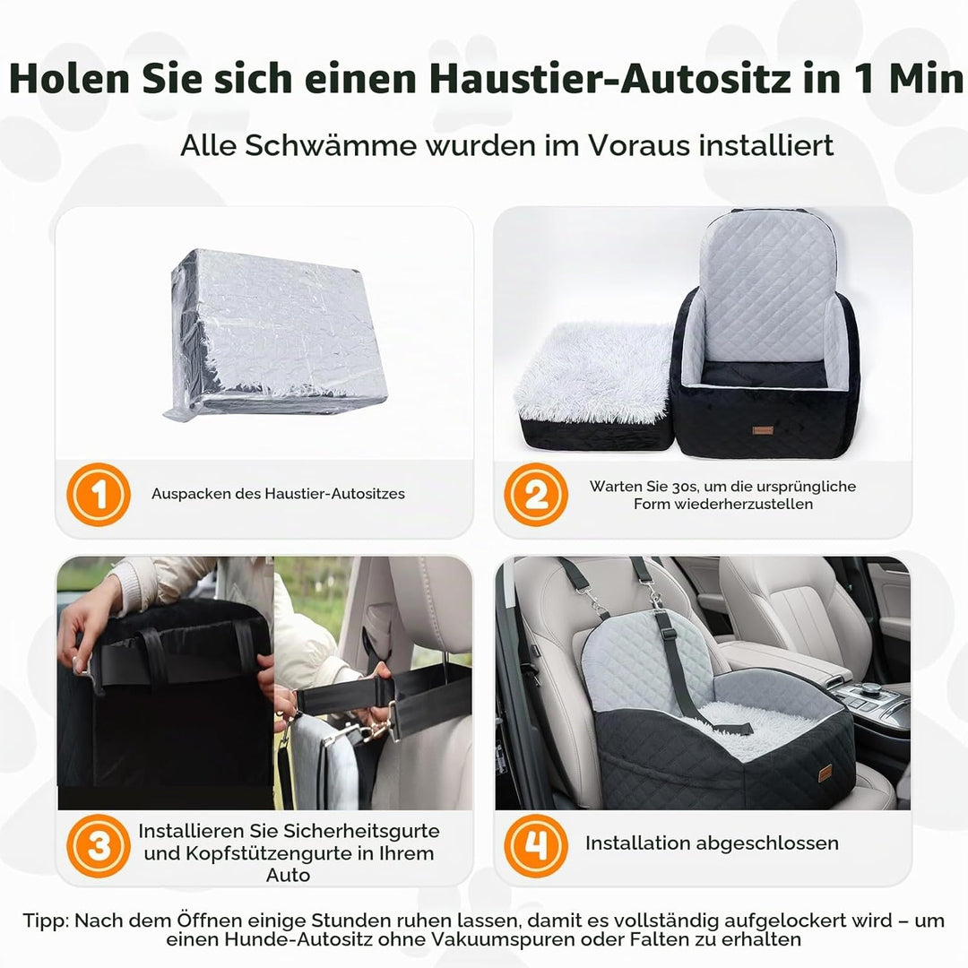 Gimars Wende-Hunde Autositz Mit Lang-/Kurzplüsch Sitzkissen Für Kleine/Mittlere Hunde Bis 16kg, Abne