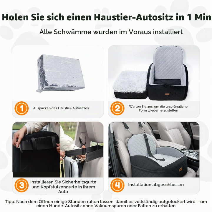 Gimars Wende-Hunde Autositz Mit Lang-/Kurzplüsch Sitzkissen Für Kleine/Mittlere Hunde Bis 16kg, Abne