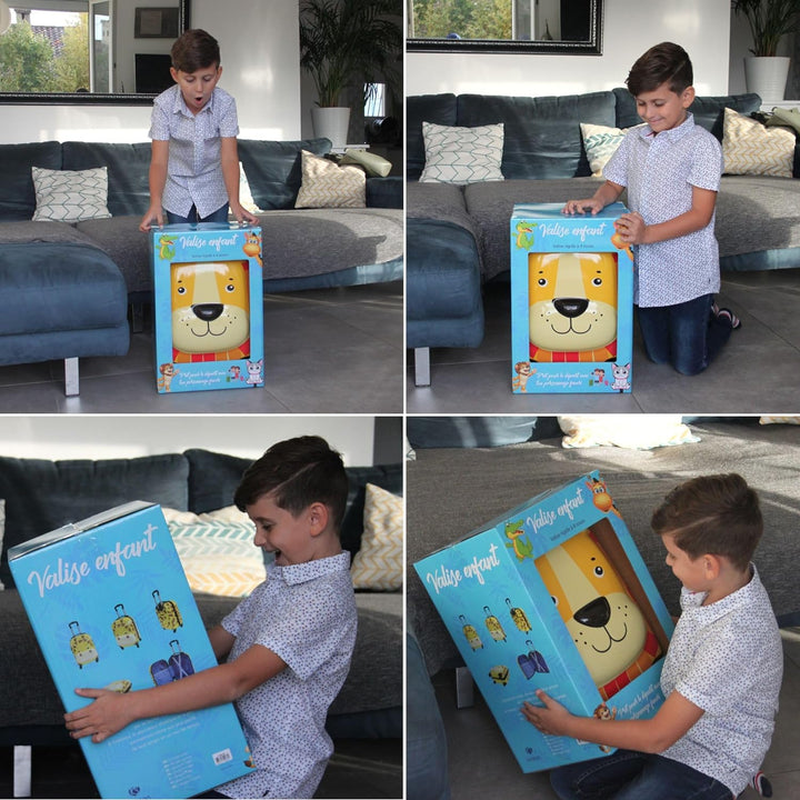 KINSTON Trolley-Koffer für Kinder | Gepäck mit Tiermotiven: Löwe gelb, Gelb und Orange, Koffer