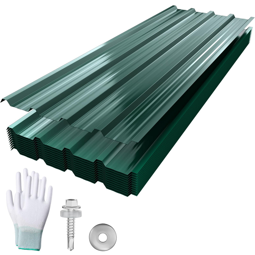 YUENFONG 12 Stück Wellplatte Trapezblech Dachbleche Dachplatten Verzinkter Stahl mit Struktur, 129,5