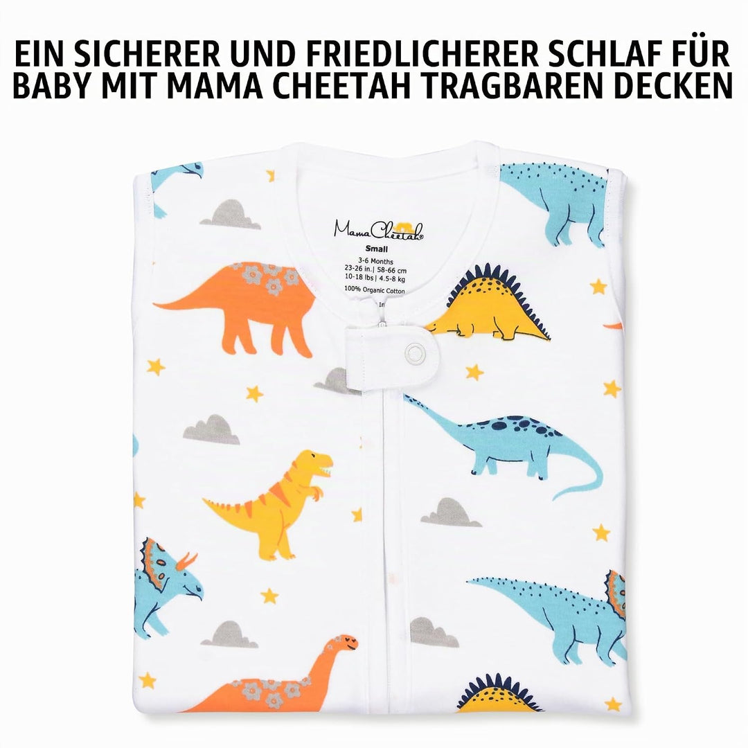 Mama Cheetah Baby Schlafsack, Bio-Baumwolle, Tragbare Babydecke, Schlafsack mit 2-Wege-Reissverschlu