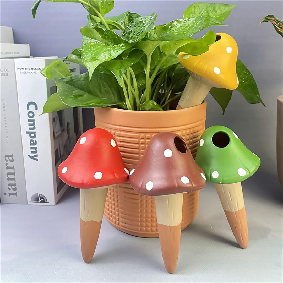 RoseFlower 4 pcs Terrakotta Pflanzenwässerungskugel, Pilz Form Automatische Pflanzenwasserer Bewässe