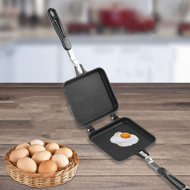Doppelseitige Bratpfanne, Doppelseitige Frühstücksbratpfanne aus Antihaftbeschichteter Aluminiumlegi