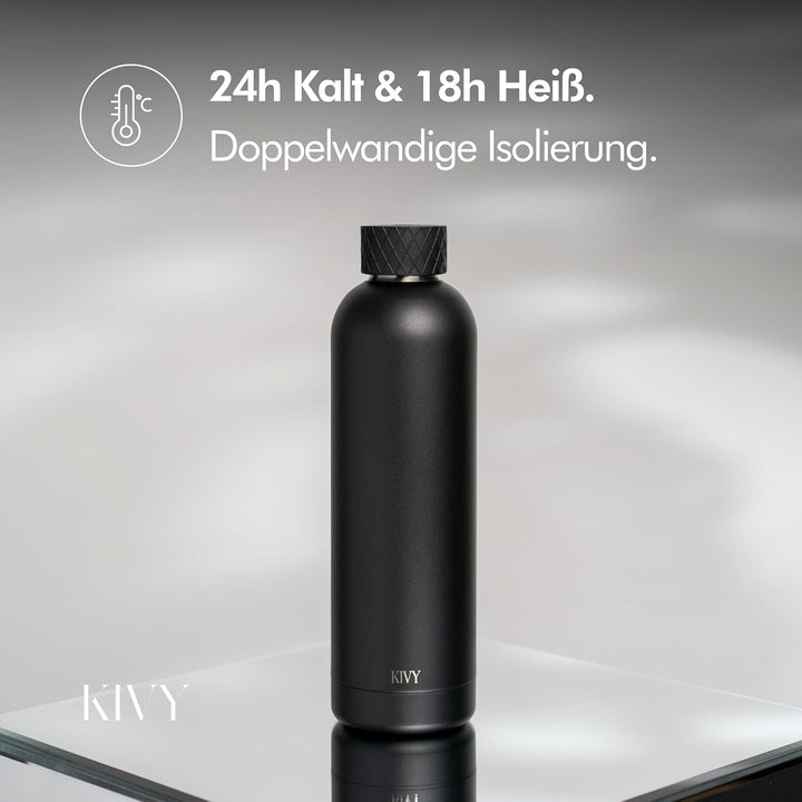 KIVY Edelstahl Trinkflasche 750ml - Auslaufsichere Thermosflasche 750ml - Kohlensäure geeignet - Iso