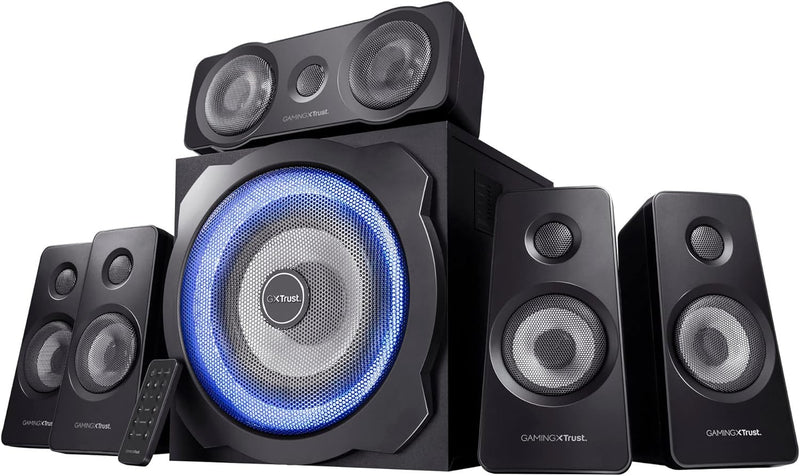 Trust Gaming GXT 658 Tytan 5.1 Surround PC Lautsprecher mit Subwoofer, 180 W (90 W RMS), Speakers mi