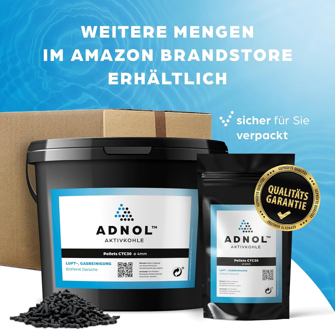ADNOL® Aktivkohle Pellets 20 Liter aus Steinkohle für Luftreinigung sowie Gasreinigung z.B. für Duns