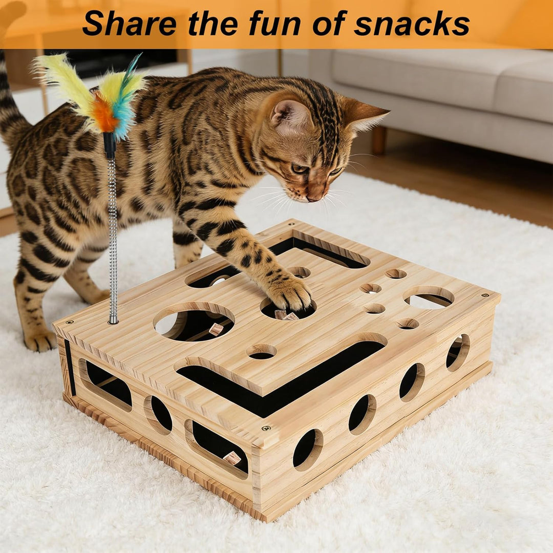 Labyrinth für Katzen-Puzzle-Anreicherungsbox mit Kratzbrett, Stressabbau beim Spielen für Katzen; Un