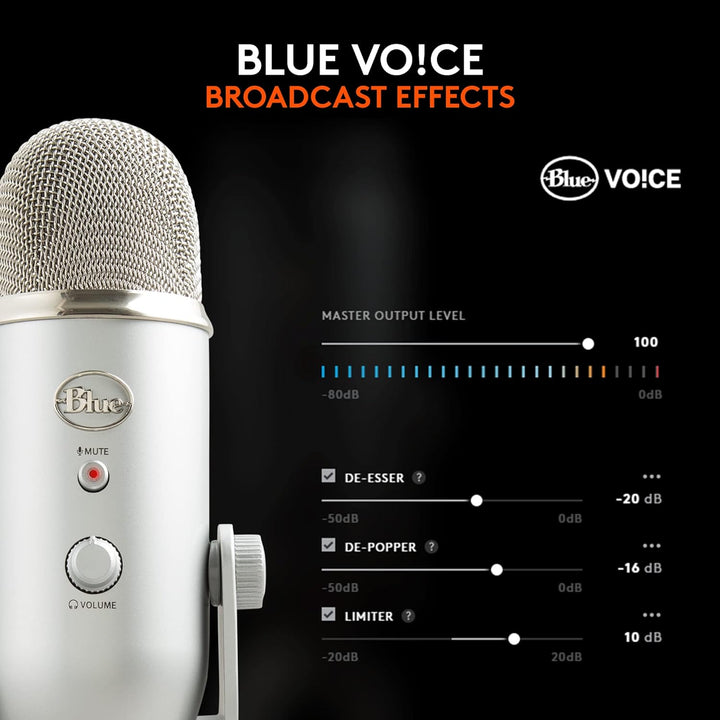 Blue Microphones Yeti Professionelles USB-Mikrofon für Aufnahmen, Streaming, Podcasting, Broadcastin
