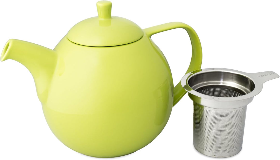 ForLife Teekanne Curve 1,3 l, lime, mit Edelstahlsieb Grün, Grün