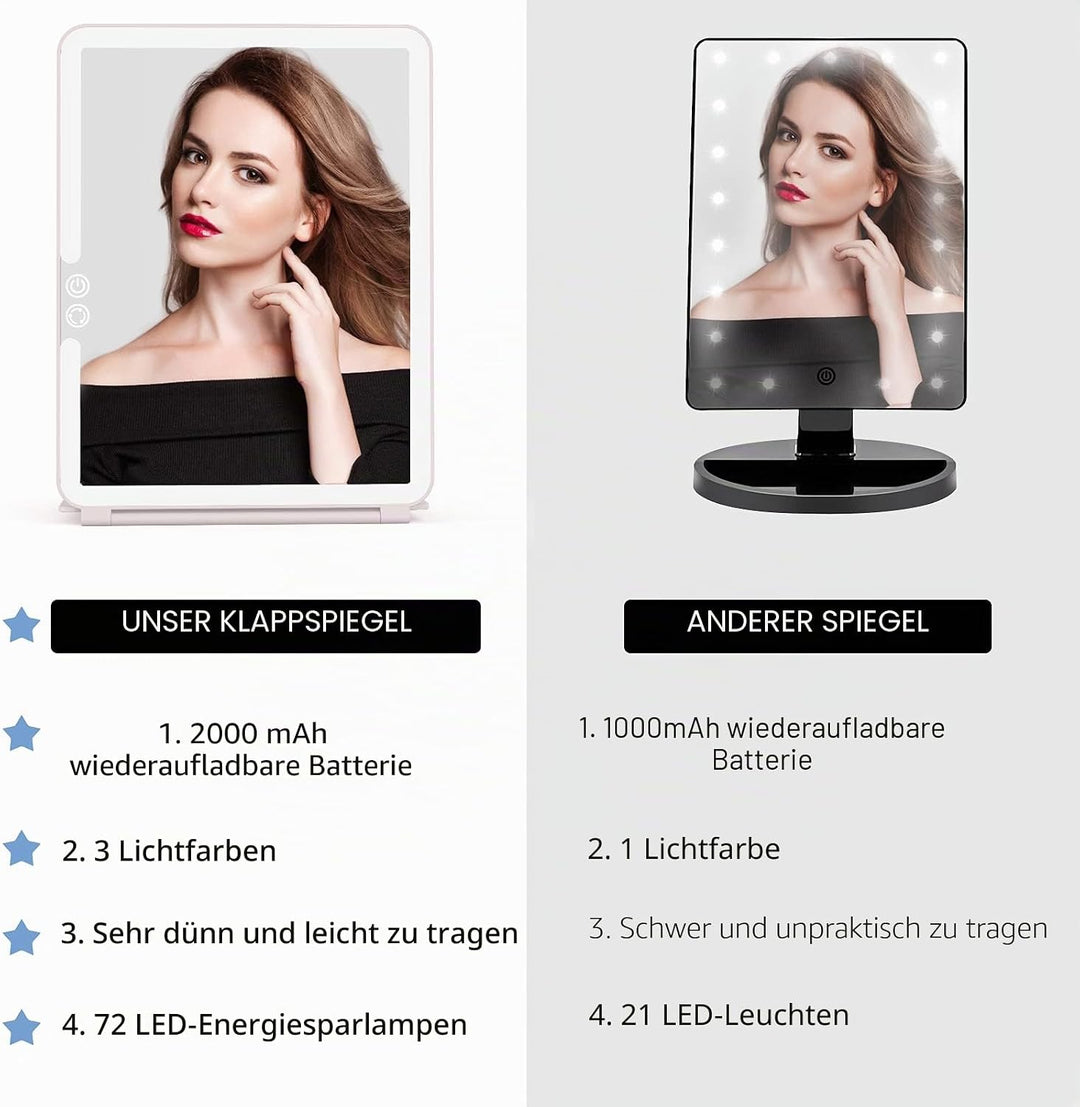 WEILY Schminkspiegel mit Beleuchtung, Kosmetikspiegel DREI Farben Einstellbarer Led Kosmetikspiegel,