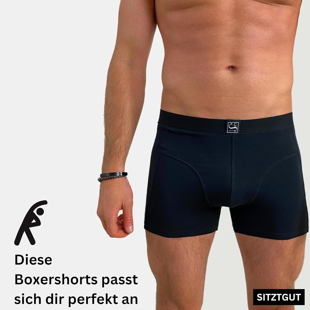 Boxershorts Herren aus Baumwolle - Trocknergeeignet, Kratzfrei ohne Etikett, Bequeme Passform, 3x Ro