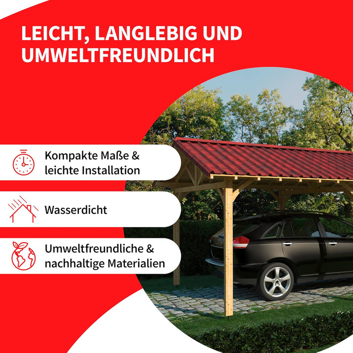 ONDUVILLA Dachplatten Bitumenwellplatten Dachsystem zum Verlegen-Dachmaterial wetterfest&langlebig–F
