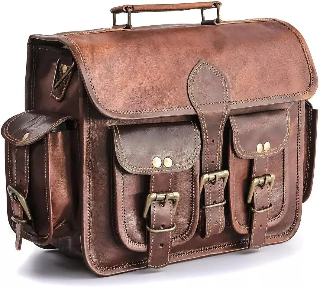 Satteltasche Motorradtasche Powersports Zubehör Rennrad 13 Zoll Leder Braun Scooter Gepäckträger Sat