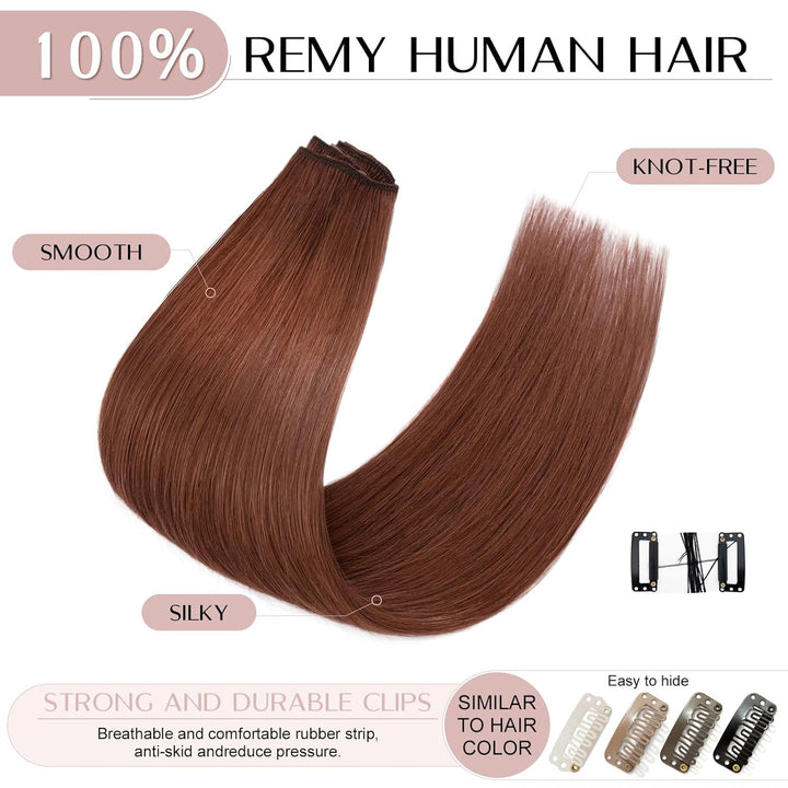 SEGO Clip in Extensions Echthaar 8 Tressen Haarverlängerung günstig Haarteil 100% Remy Human Haar dü