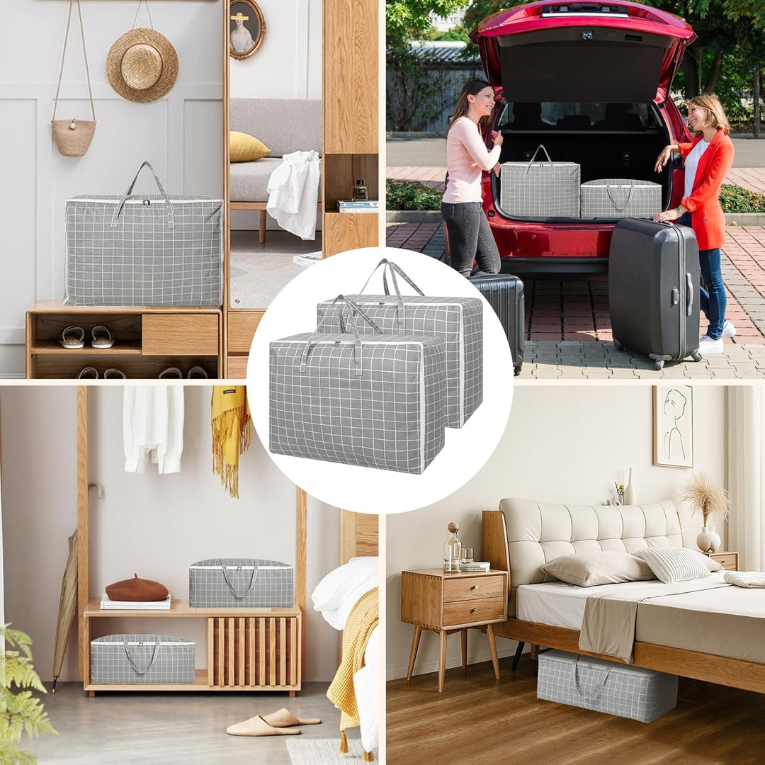 Cozary 2 Stück Aufbewahrungstasche Gross, 105L Umzugstaschen mit Handgriff, Wasserdichte Tragetasche
