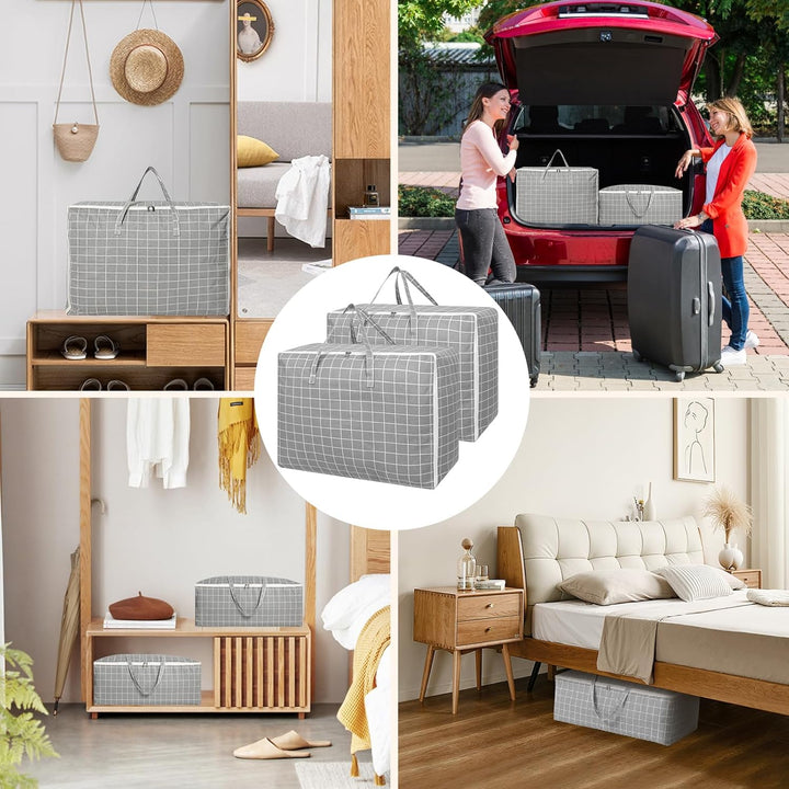 Cozary 2 Stück Aufbewahrungstasche Gross, 105L Umzugstaschen mit Handgriff, Wasserdichte Tragetasche