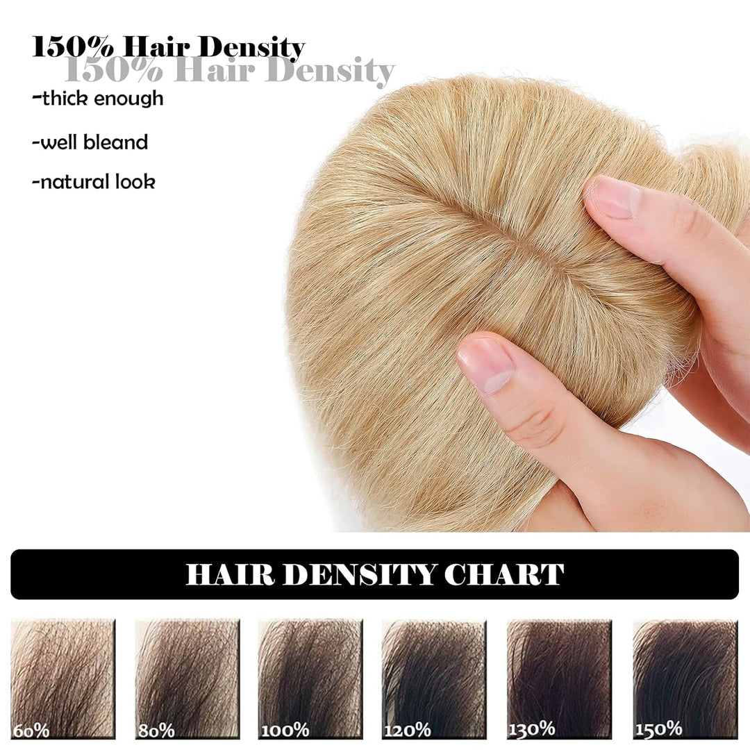 Silk-co Topper Extensions Echthaar Haarteile Echthaar Clip in Extensions Echthaar Glatt Toupet Haarv