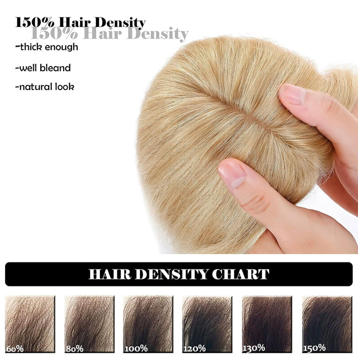 Silk-co Topper Extensions Echthaar Haarteile Echthaar Clip in Extensions Echthaar Glatt Toupet Haarv