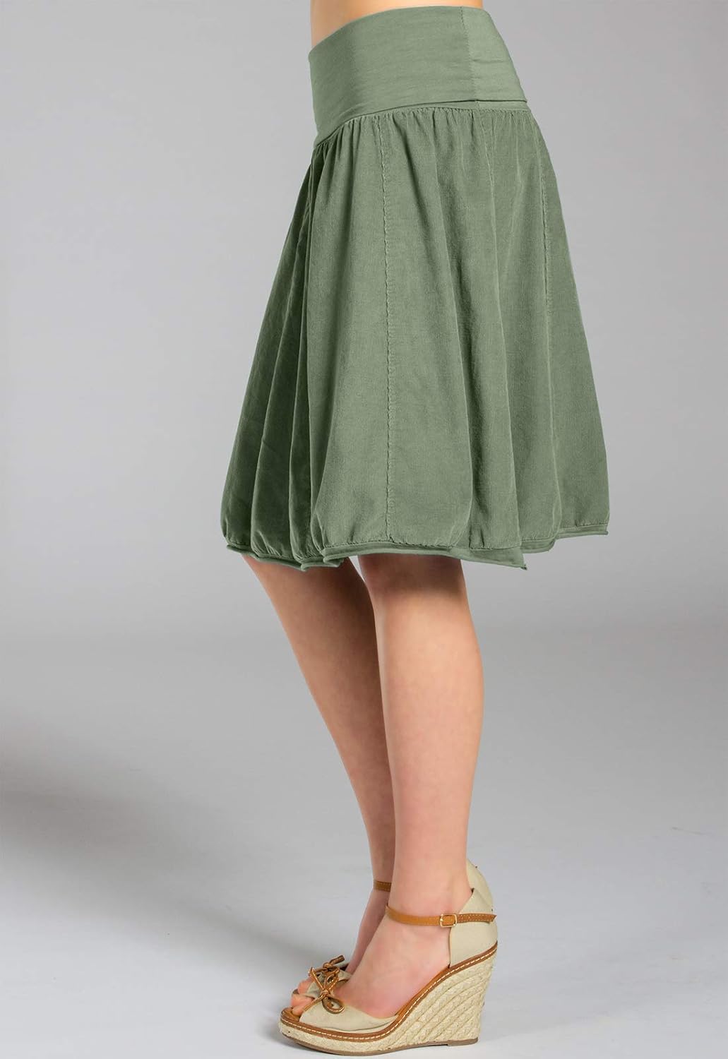 Caspar RO004 Damen Cord Rock Knielang 40-42 Oliv Grün, 40-42 Oliv Gr&amp;
