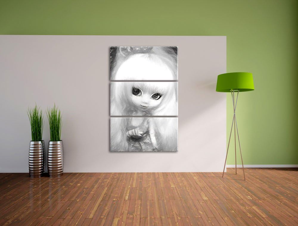Pullip-Püppchen im 70er-Jahre-Stil NewArt 3-Teiler Leinwandbild 120x80 Bild auf Leinwand, XXL riesig