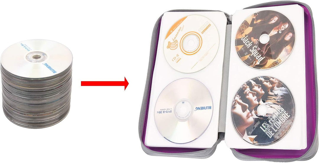 UENTIP CD Tasche 96 Kapazitäten, tragbare DVD-Hülle aus Hartplastik, CD-Organizer, Brieftasche, schü