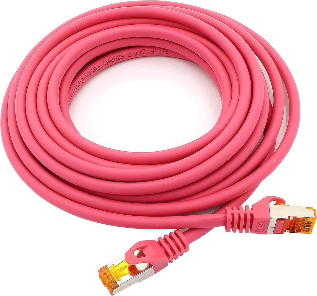 1aTTack.de 0,5m - Cat.7 Netzwerkkabel Magenta - 10 Stück Gigabit Ethernet LAN Kabel 10000 Mbit s Pat