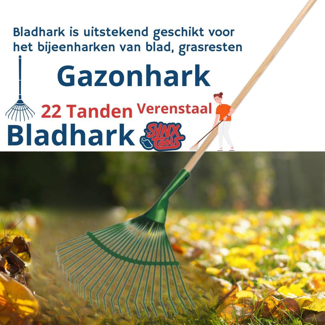 Rasenrechen - 22 Zähne | Grün - Verzinkt - Rechen / Bodenbearbeitung - Gartensets Rechen mit Stiel -