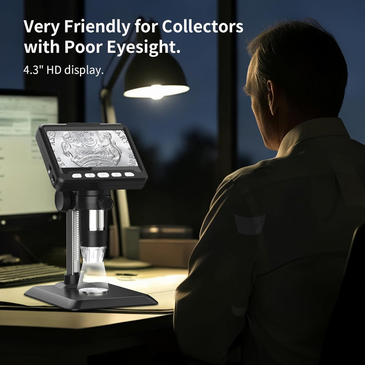 Ashfly Mikroskop, LCD Digital Mikroskop 500X 4,3-Zoll 1080P USB Mikroskop mit 8 einstellbaren LED Li