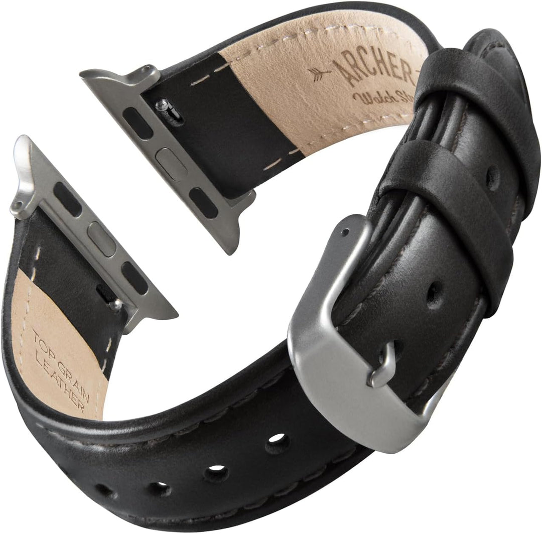 Archer Watch Straps - Uhrenarmbänder aus Hochwertigem Genarbtem Leder für Apple Watch Schwarz/abgest
