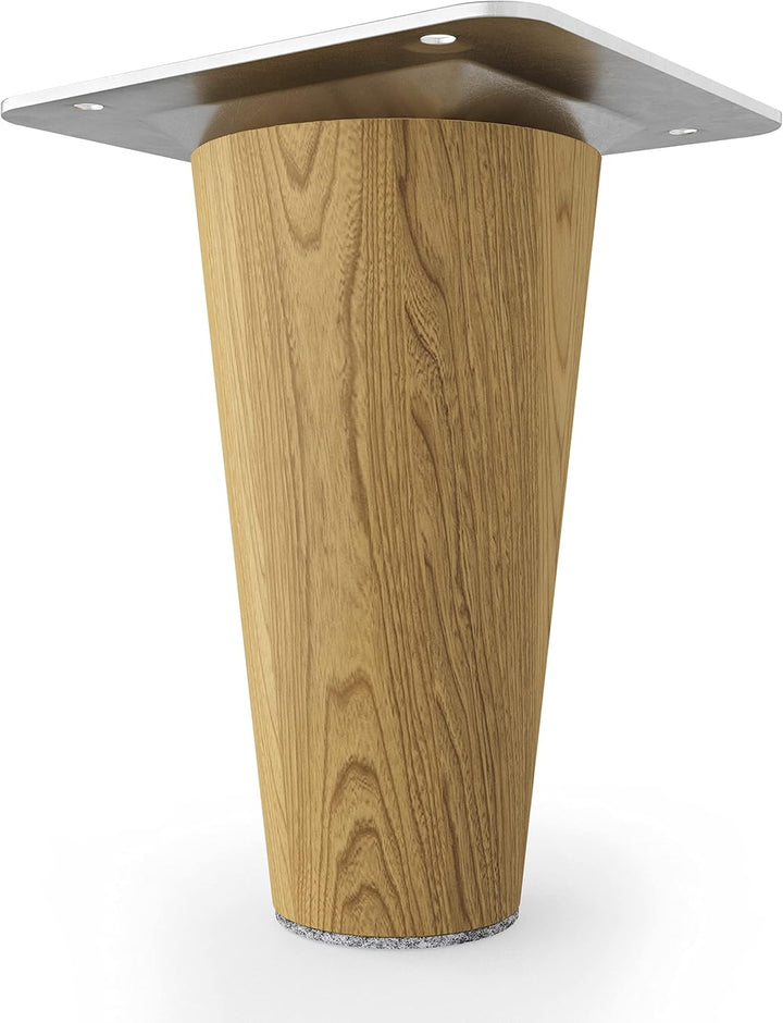 Sossai Möbelfüsse aus Massivholz Eiche mit Öl-Finish, Clif Round HMF1, 8 cm hoch, rund, gerade Ausfü