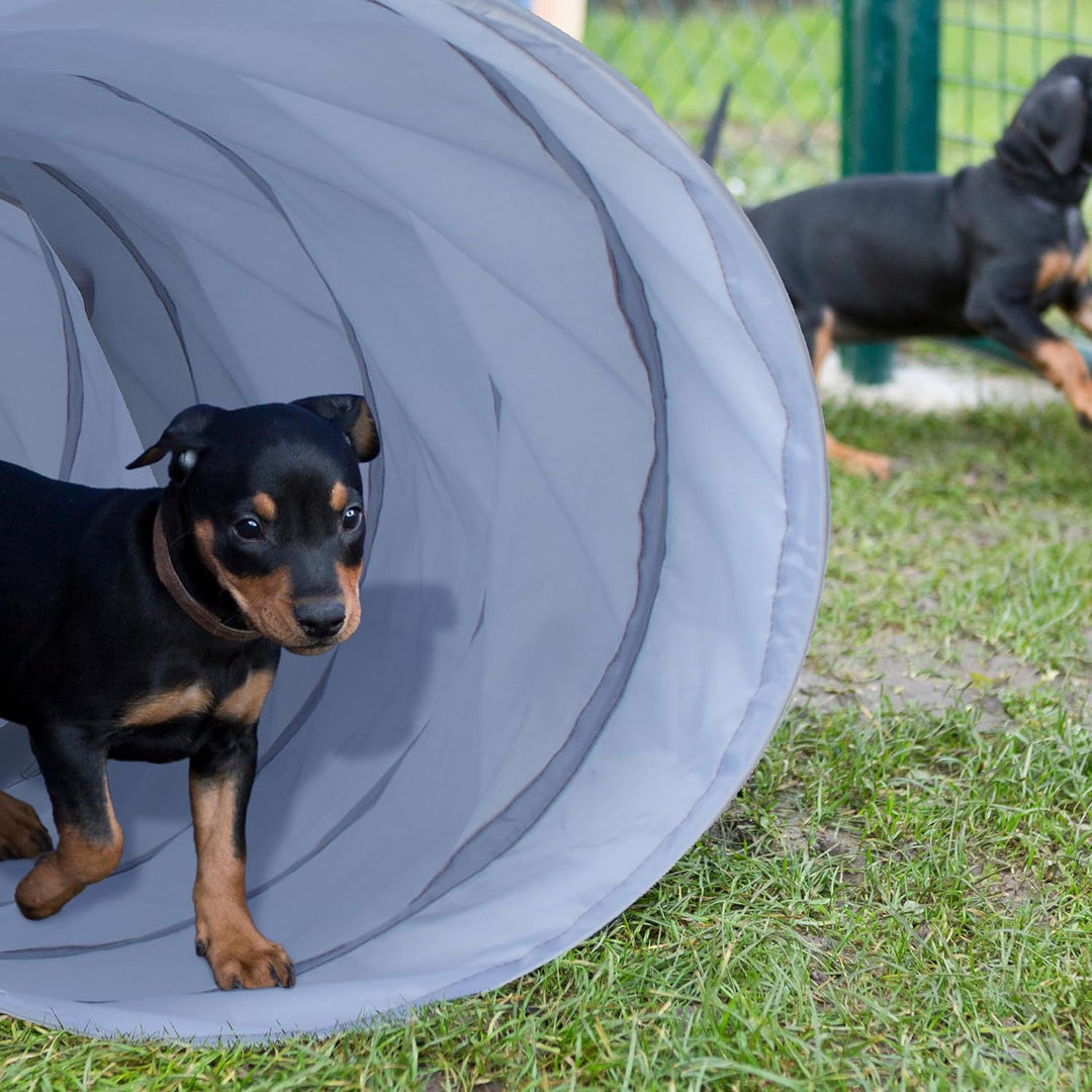 Relaxdays Hundetunnel, Spieltunnel für aktive Hunde, Hundetraining, 200 cm lang, Ø 40 cm, Faltbarer