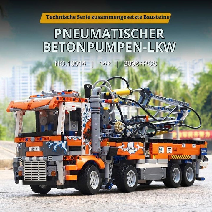 Mould King 19014 Schwerlast Abschleppwagen Bausteinsets, 2098 Teile MOC Betonpumpen-LKW-Baumodell, G
