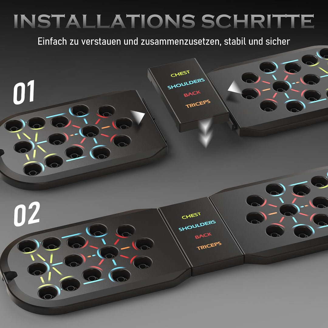 Push Up Board Fitness,Fitnessgeräte für Krafttraining Zuhause，20 in 1 Übungshilfe Pushup Bar Griffe
