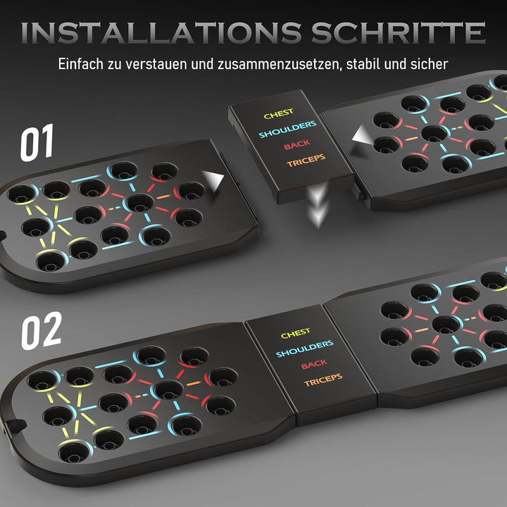 Push Up Board Fitness,Fitnessgeräte für Krafttraining Zuhause，20 in 1 Übungshilfe Pushup Bar Griffe