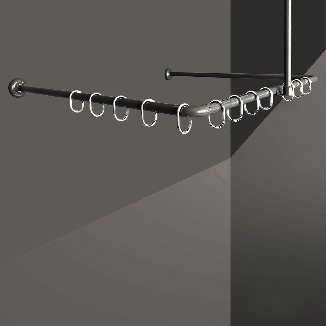 Gulfstream Komfort Winkelstange Duschvorhang Stange Anthrazit Weiss Silber Schwarz Bad Stange Winkel