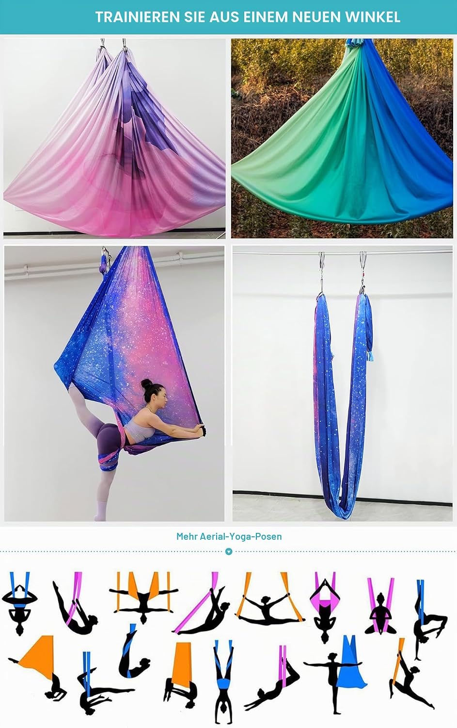 Yoga-Set für Erwachsene, Yoga-Zubehör, 500 kg Belastung, inkl. Kompletter Installationshardware Muti