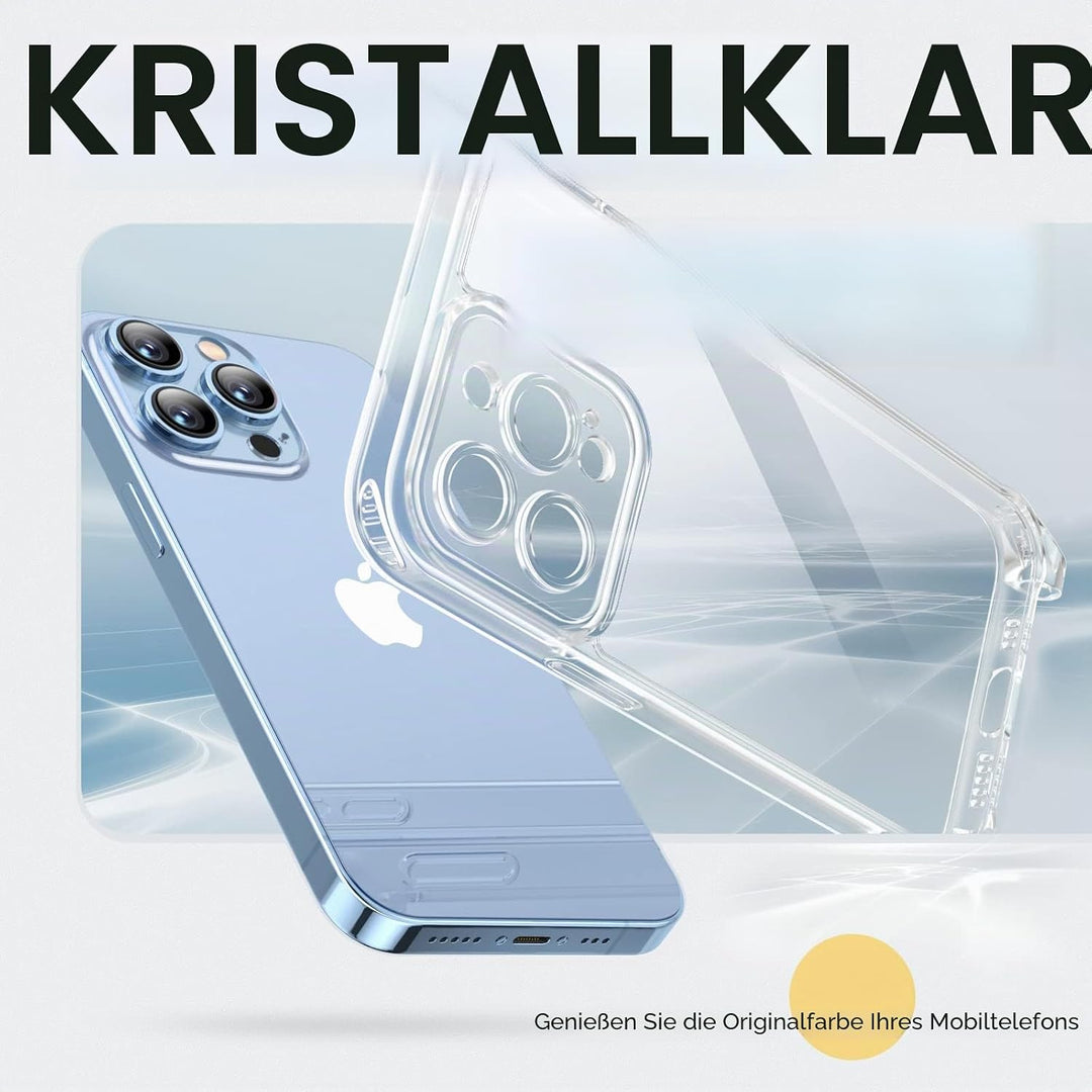 GOODVISH 3 in 1 Handykette für iPhone 13 Pro 6,1", mit 2 Stück Schutzfolie | 360°-Schutz | Kamerasch