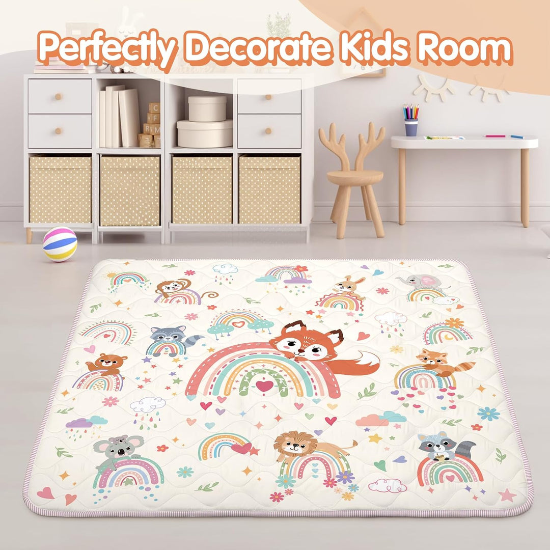 Spielmatte Baby 127×127cm mit Rutschfest, Extra Dicke 2cm Weiche Krabbelmatte Baby, Faltbar Krabbeld