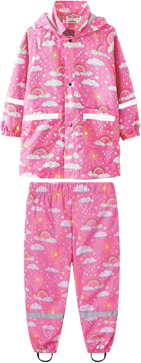 Regen Kinderkleidung Kinder Dinosaurier Regenbogen Bedruckte Regenjacke mit Kapuze Winddichter Regen