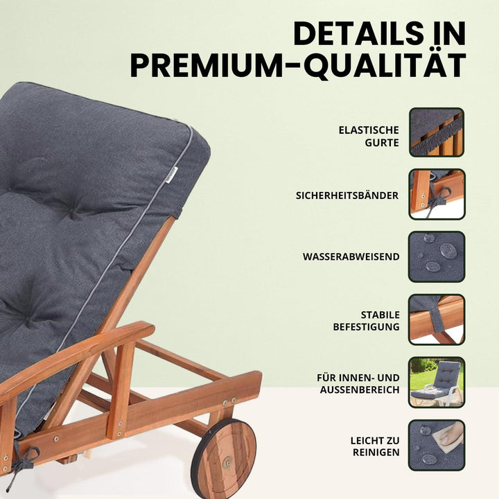 Liegenauflage, Auflage für Gartenliege 200 x 55 x 8 cm, Auflagen für Deckchair, Polsterauflage für S