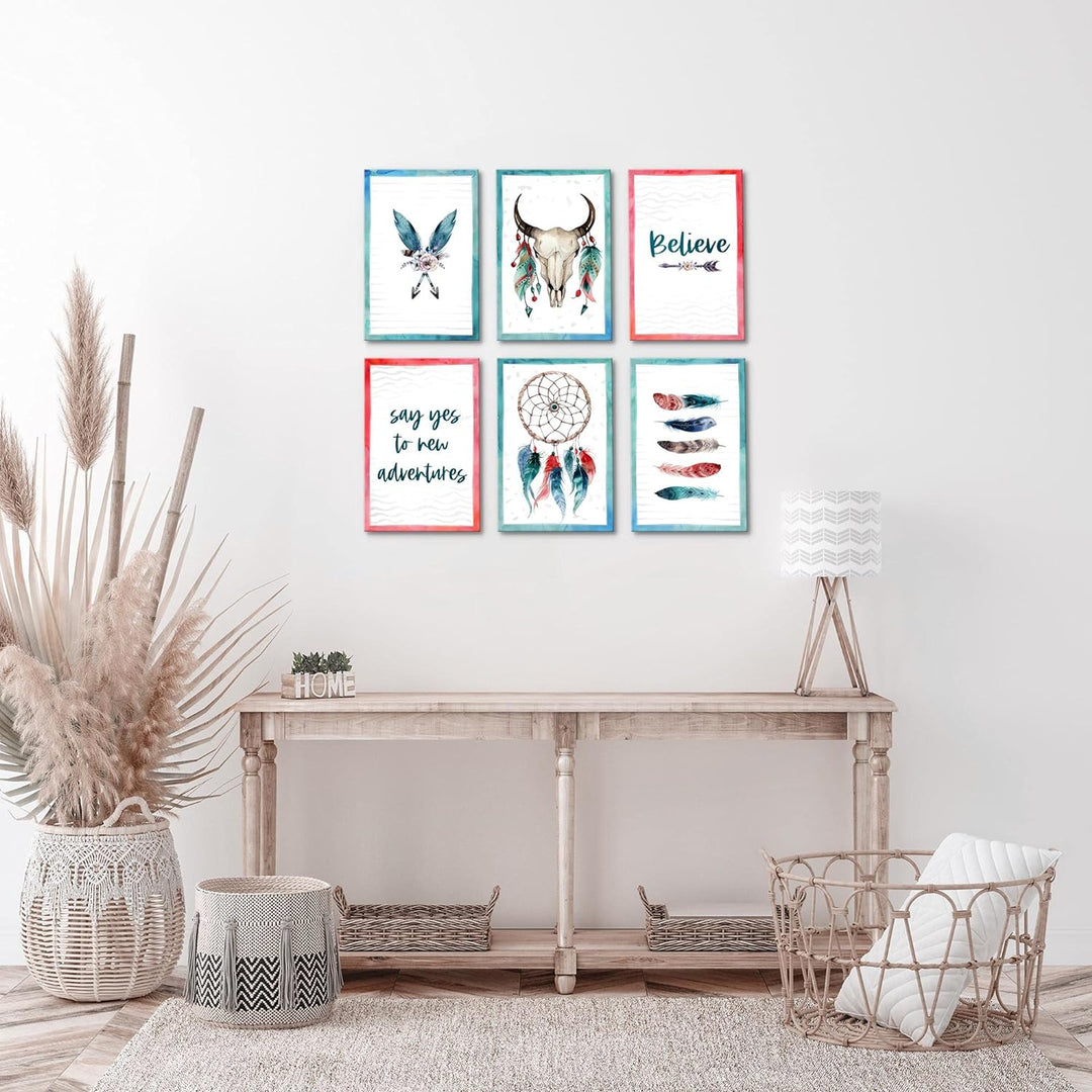 Novart Wandbilder Set - KOMPLETT AUFHÄNGFERTIG - Made in Germany - Moderne Bilder Traumfänger Wohnzi