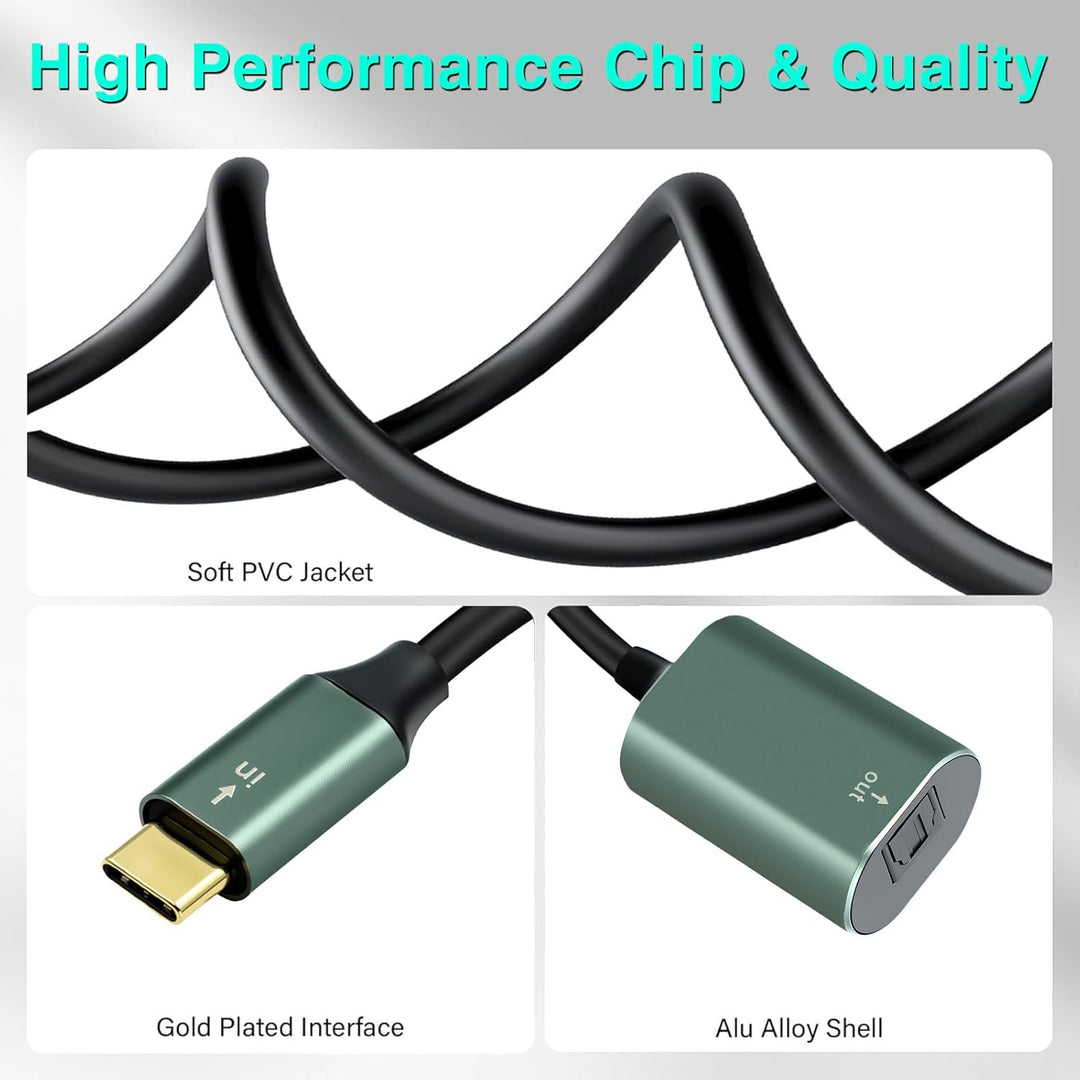 Duttek USB C zu Toslink Optik Stereo Konverterkabel 0.2 m, unidirektional, USB C Stecker auf SPDIF B
