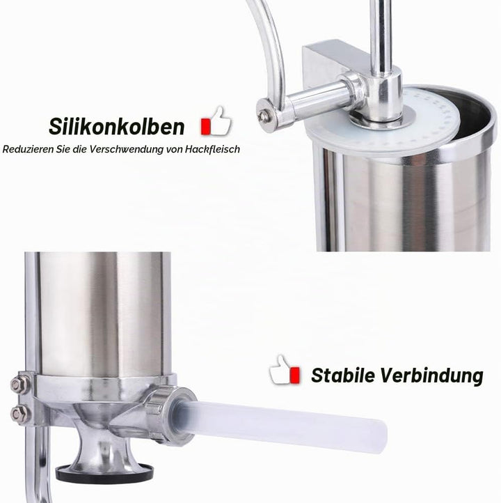 MASTER FENG Würstfüller, Manuell Edelstahl Selbermachen Wurstmaschine Vertical Fleischfüllung Küche