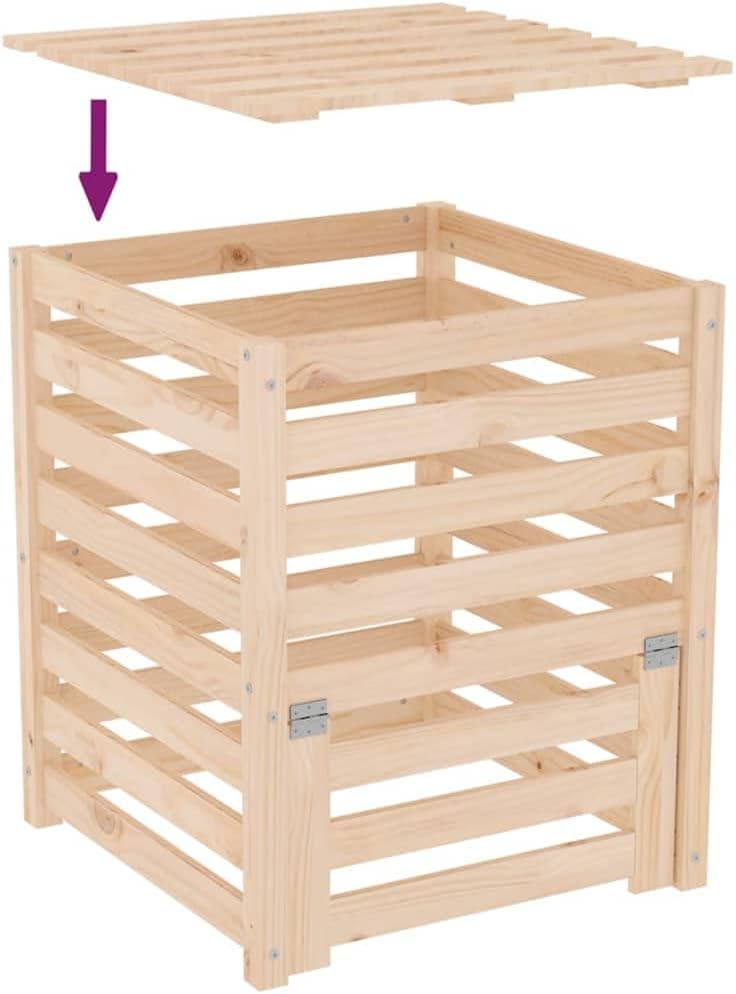 vidaXL Komposter, Gartenkomposter mit Latten-Design, Holzkomposter mit Deckel Klappe, Kompostbehälte