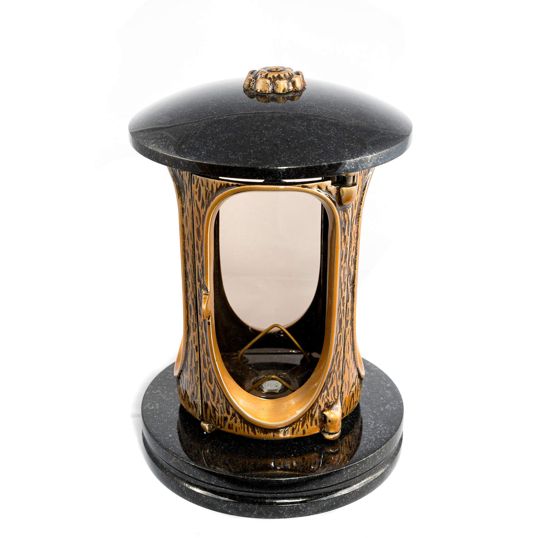 Stilvolle Grablaterne Elégant Granit Schwedisch Black Höhe 23 cm/Ø 15 cm Grableuchte Grablicht Grabl