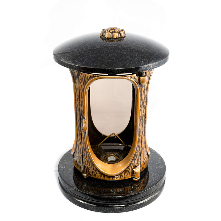 Stilvolle Grablaterne Elégant Granit Schwedisch Black Höhe 23 cm/Ø 15 cm Grableuchte Grablicht Grabl