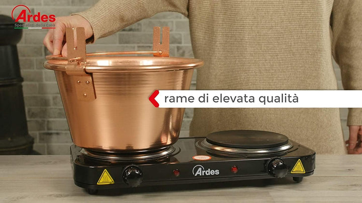 Ardes AR2480 Kupfer Paiolo für Polenta und Marmelade Portionen für 8/12 Personen Durchmesser 28 cm,