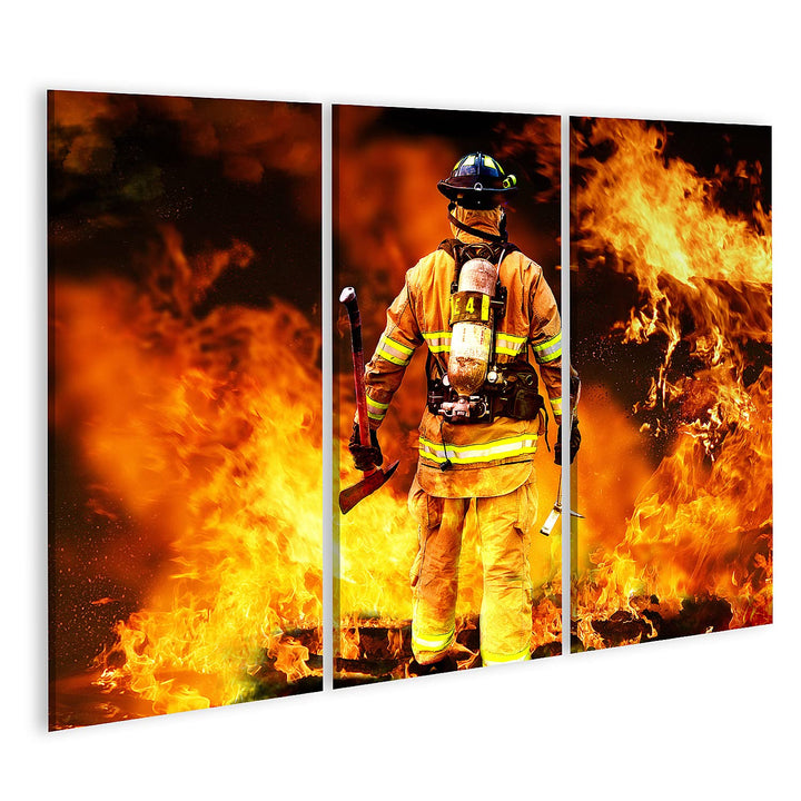 islandburner Bild auf Leinwand Feuerwehr Mann Bekämpft Die Flammen Bilder Wandbilder Poster Leinwand