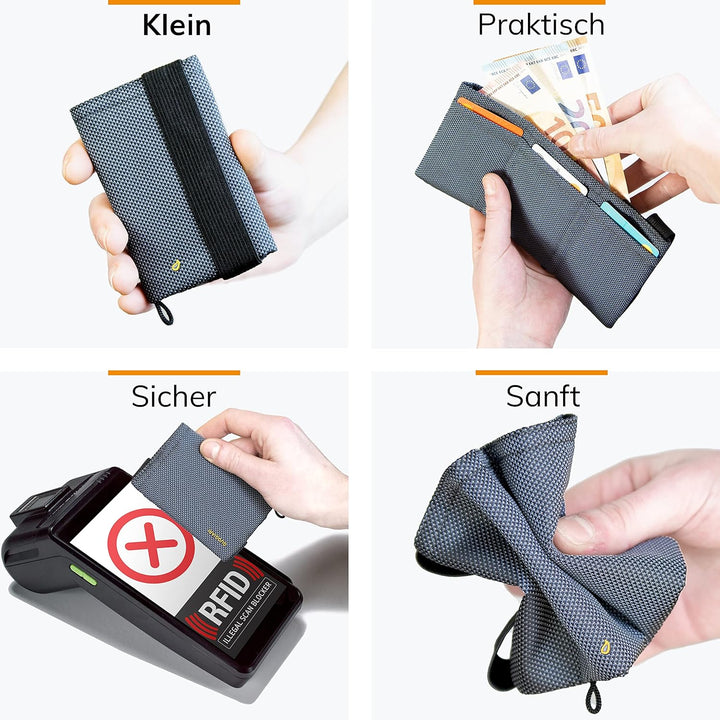 GUGGIARI® Slim Wallet mit RFID Schutz für Kreditkarten-, Bargeld- und Schlüsselhalter - Kartenetui H