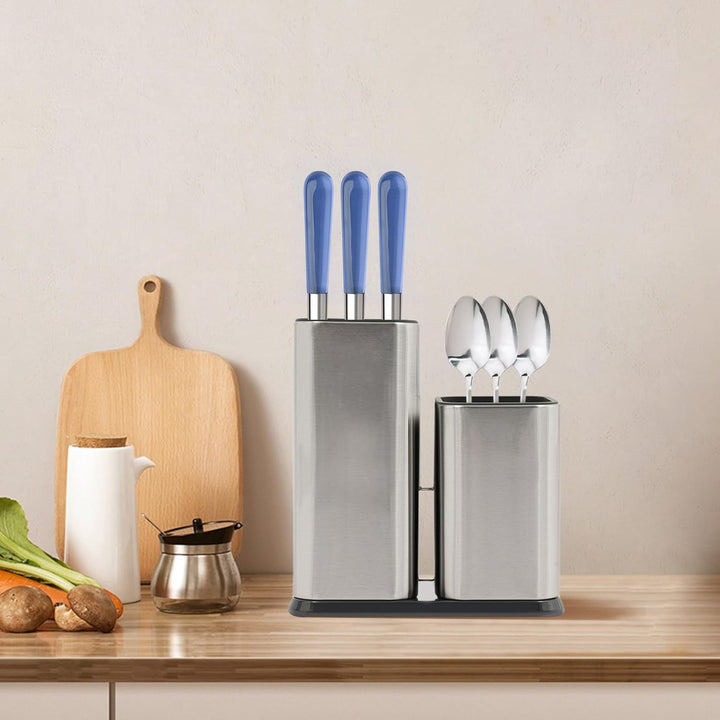 2 in 1 Messerblock ohne Messer, Mit Schlitzen und multifunktionalem Lagerregal, Suitable for kitchen
